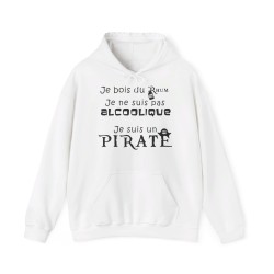 Hoodie je bois du rhum pirate blanc