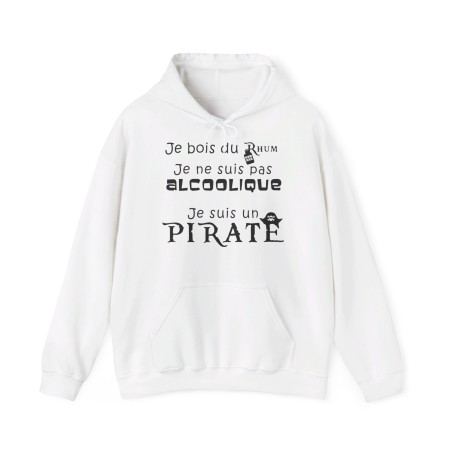Hoodie je bois du rhum pirate blanc