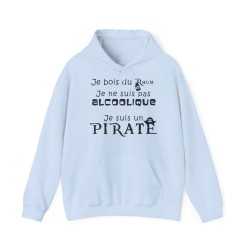 Hoodie je bois du rhum pirate bleu ciel