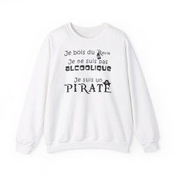 Sweat je bois du rhum pirate blanc