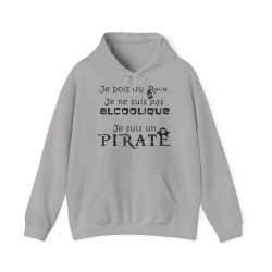 Hoodie je bois du rhum pirate gris