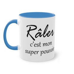 Mug râler c'est mon super pouvoir bleu clair