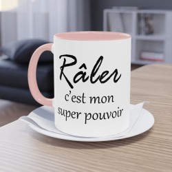 Mug râler c'est mon super pouvoir rose
