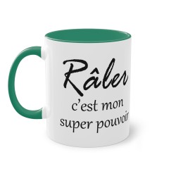 Mug râler c'est mon super pouvoir vert foncé