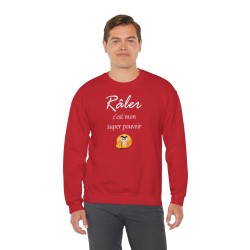homme avec Sweat Râler c'est mon super pouvoir rouge