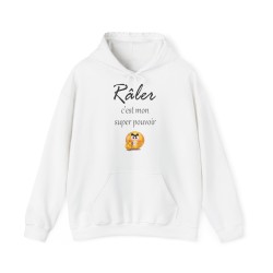 Hoodie Râler c'est mon super pouvoir blanc