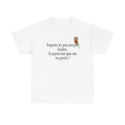 T-shirt respectez les gens avec des lunettes blanc