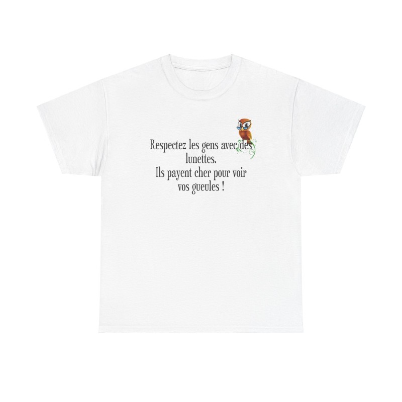 T-shirt respectez les gens avec des lunettes blanc