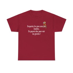 T-shirt respectez les gens avec des lunettes rouge cardinal