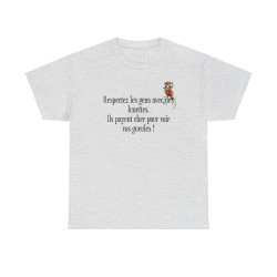 T-shirt respectez les gens avec des lunettes gris cendre