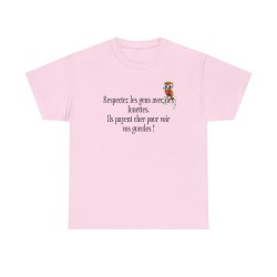 T-shirt respectez les gens avec des lunettes rose