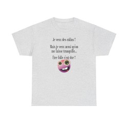 T-shirt je veux des câlins de couleur gris cendre