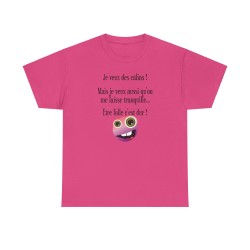 T-shirt je veux des câlins de couleur fuchsia