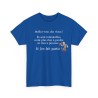 T-shirt Méfiez-vous des vieux de couleur bleu cardinal