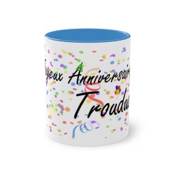 Mug Joyeux anniversaire Trouduc bleu ciel