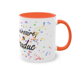 Mug Joyeux anniversaire Trouduc orange
