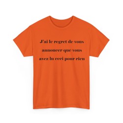 T-shirt j'ai le regret de vous annoncer orange