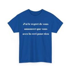 T-shirt j'ai le regret de vous annoncer bleu