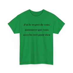 T-shirt j'ai le regret de vous annoncer vert