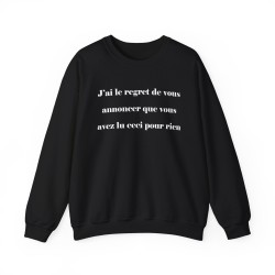 sweat j'ai le regret de vous annoncer noir