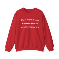 sweat j'ai le regret de vous annoncer rouge