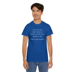 homme avec T-shirt je ne veux pas finir bleu royal