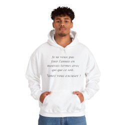 homme avec Hoodie je ne veux pas finir blanc