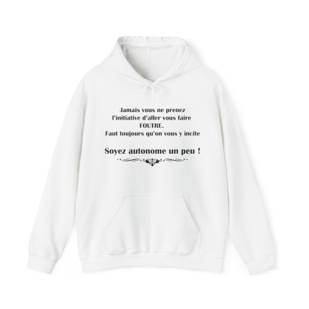 Hoodie Jamais vous ne prenez l'initiative blanc