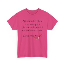 TSHIRT Attention les filles/mecs fuchsia