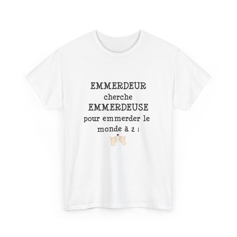 TSHIRT EMMERDEUR/EMMERDEUSE blanc TSHIRT EMMERDEUR/EMMERDEUSE blanc