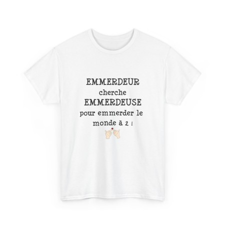 TSHIRT EMMERDEUR/EMMERDEUSE blanc