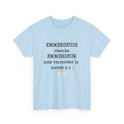 TSHIRT EMMERDEUR/EMMERDEUSE bleu ciel