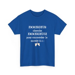 TSHIRT EMMERDEUR/EMMERDEUSE bleu royal