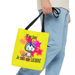 Tote Bag humour - M'en fou Je suis une licorne jaune