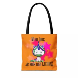 Tote Bag humour - M'en fou Je suis une licorne orange