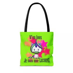 Tote Bag humour - M'en fou Je suis une licorne vert clair