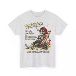 humour Skull -bob a la plage gris