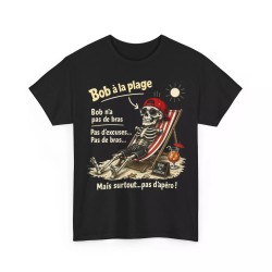 humour Skull -bob a la plage noir