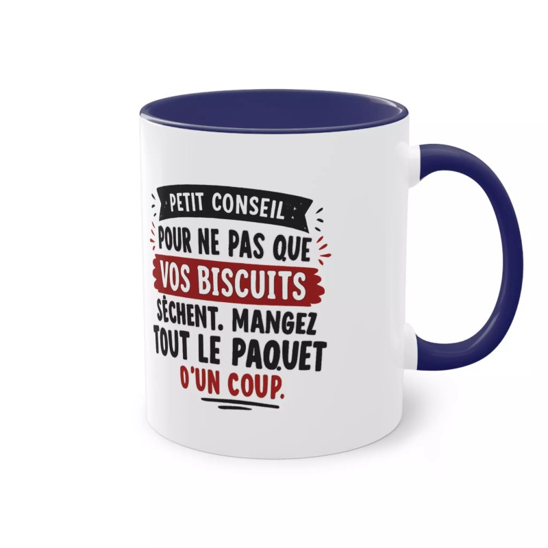 mug Petit conseil sur les biscuits bleu fonce