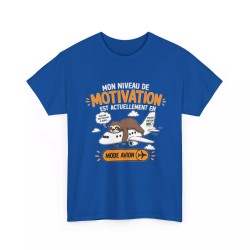 T-shirt Mon niveau de motivation bleu royal