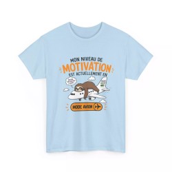 T-shirt Mon niveau de motivation bleu clair