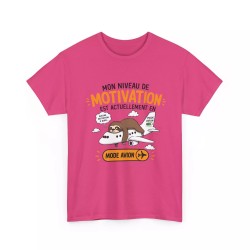 T-shirt Mon niveau de motivation fuschia
