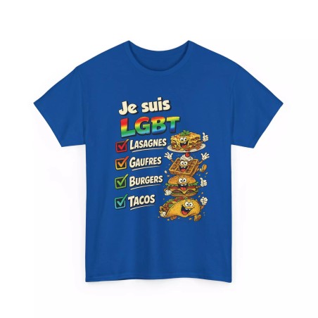 T-shirt LGBT Lasagnes Gauffres ...Bleu royal