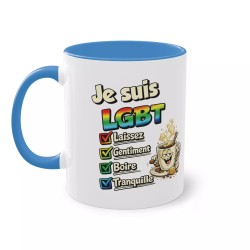 Mug Humour LGBT - Laissez Gentiment Boire Tranquille  bleu clair