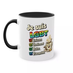 Mug Humour LGBT - Laissez Gentiment Boire Tranquille noir