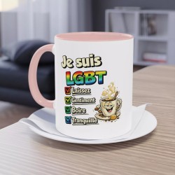 Mug Humour LGBT - Laissez Gentiment Boire Tranquille rose