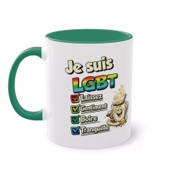 Mug Humour LGBT - Laissez Gentiment Boire Tranquille vert foncé