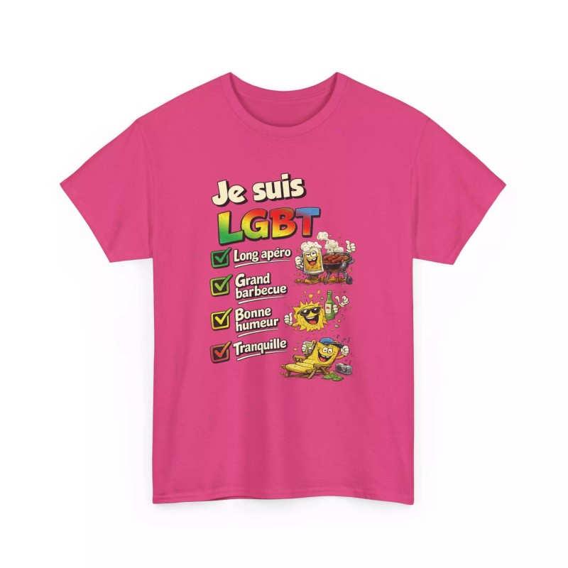 T-shirt Humour LGBT - Long Apéro Grand Barbecue fuchsia