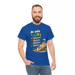 homme avec  T-shirt Humour LGBT - Longue Sieste Grand Repas  bleu royal