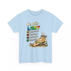 T-shirt Humour LGBT - Longue Sieste Grand Repas bleu clair